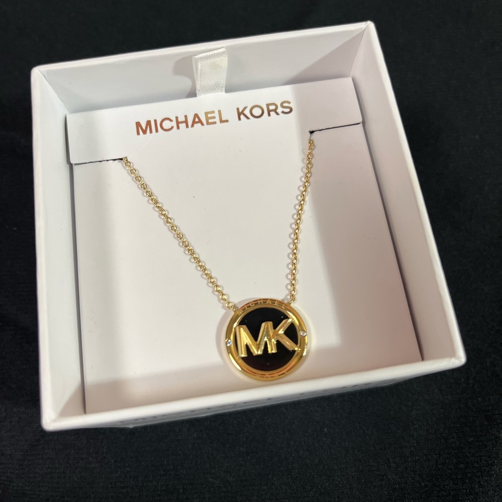 Michael Kors Gold and Black Pendant Necklace